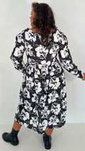 CurveWow Floral Tie Front Midi Dress