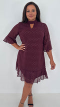 CurveWow Gold Spot Keyhole Shift Dress Plum