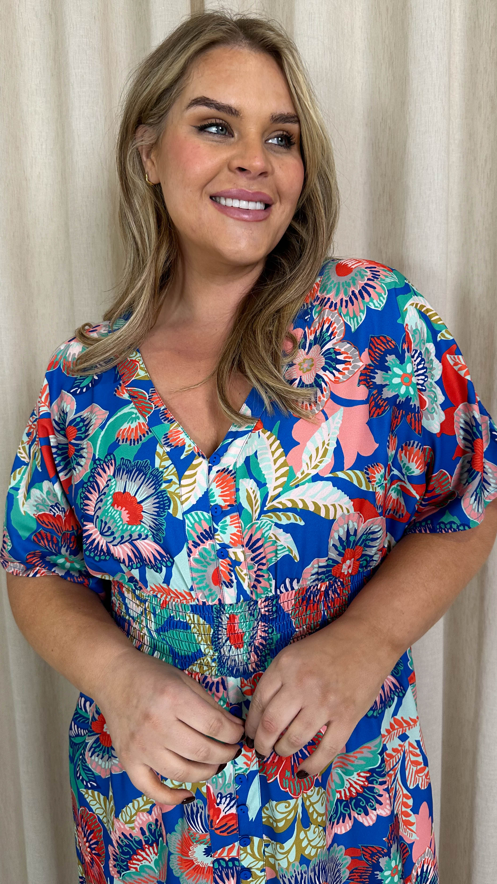 CurveWow Kimono Midaxi Dress Multi Floral