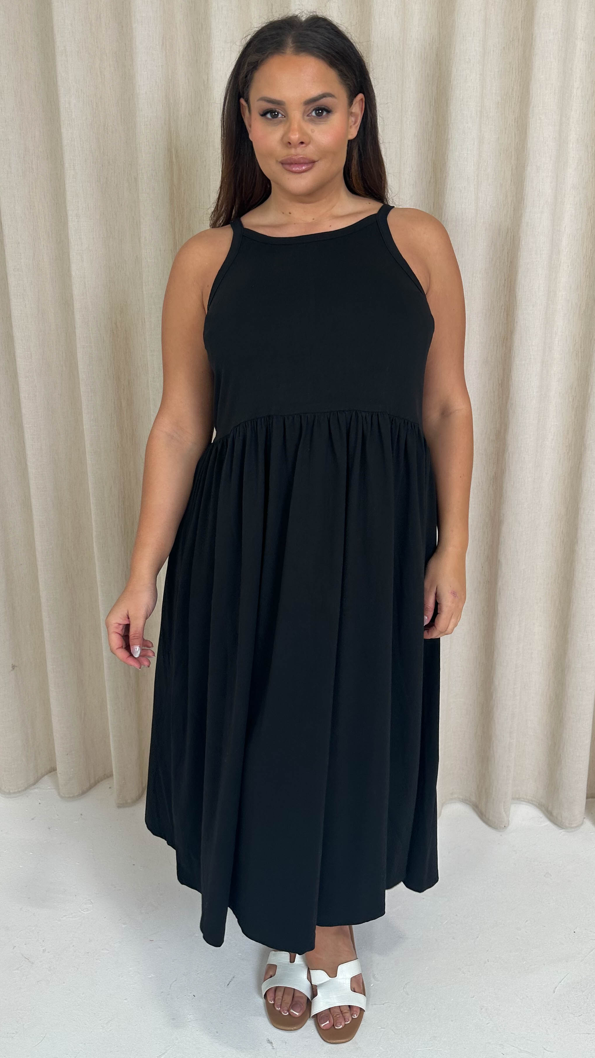 CurveWow Racer Aline Midi Dress Black