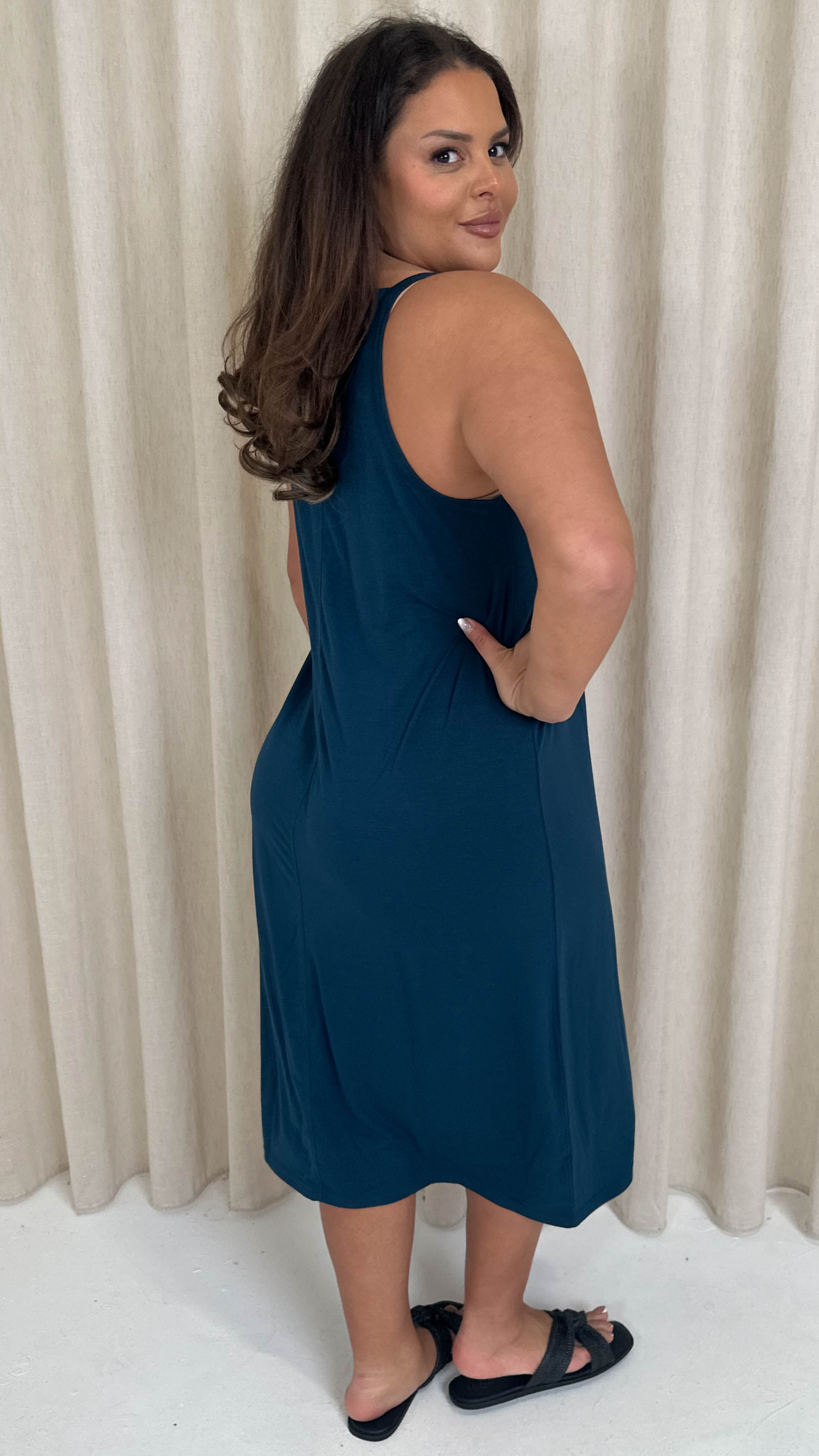 CurveWow Basic Midi Dress Teal