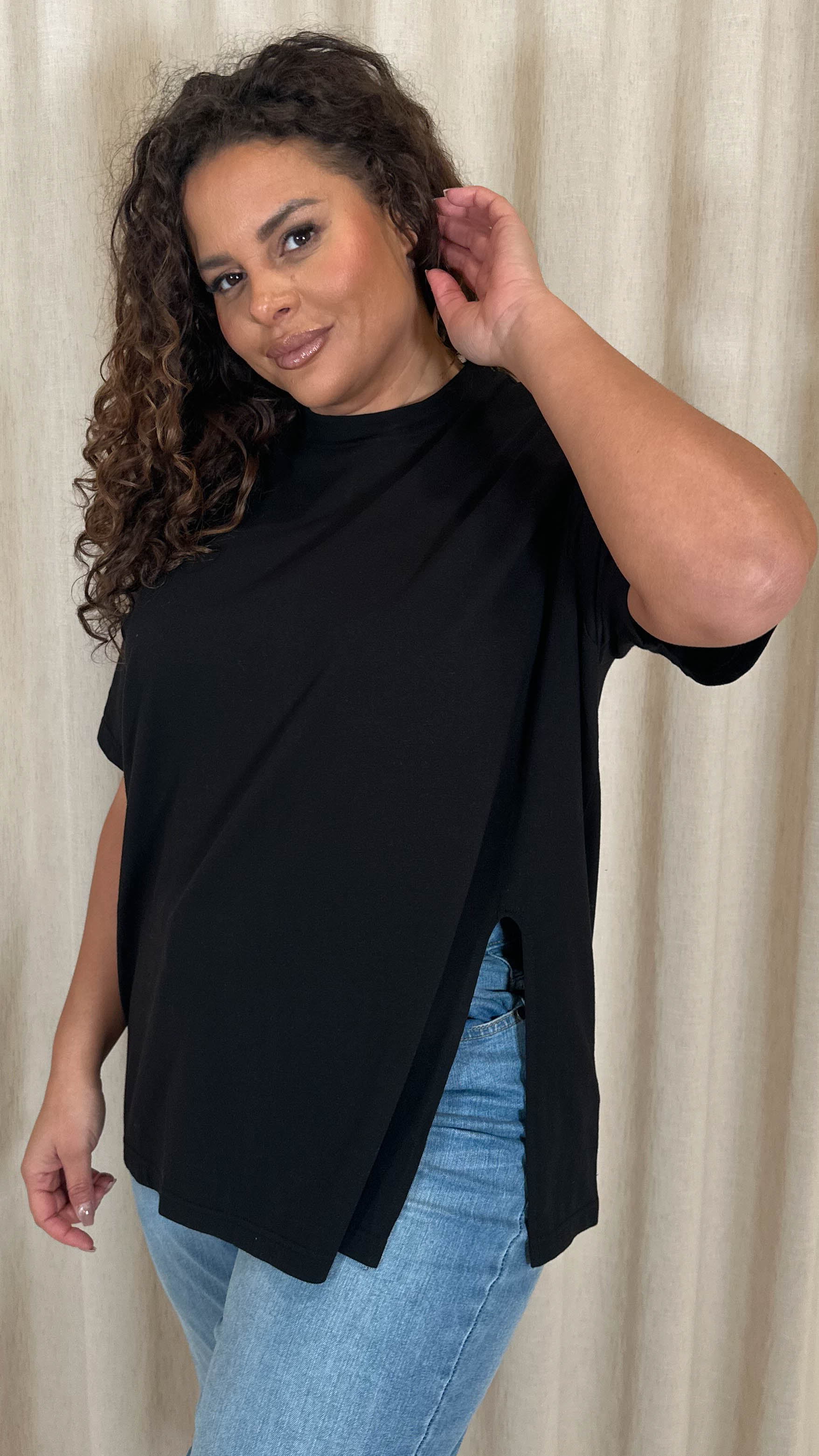 CurveWow Side Split T-shirt Black