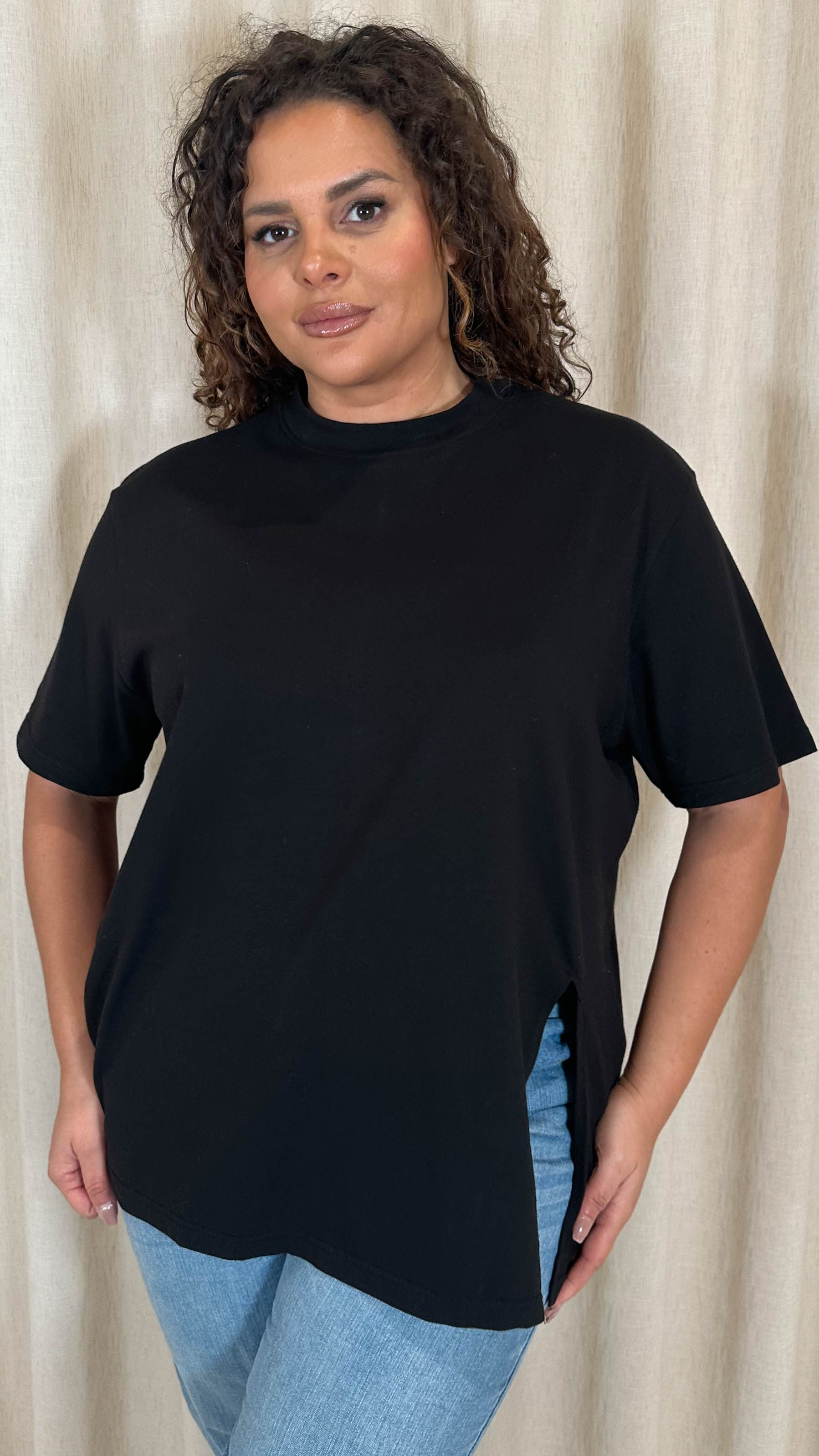 CurveWow Side Split T-shirt Black