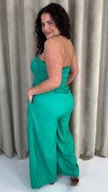 CurveWow Bandeau Wide Leg Jumpsuit Green