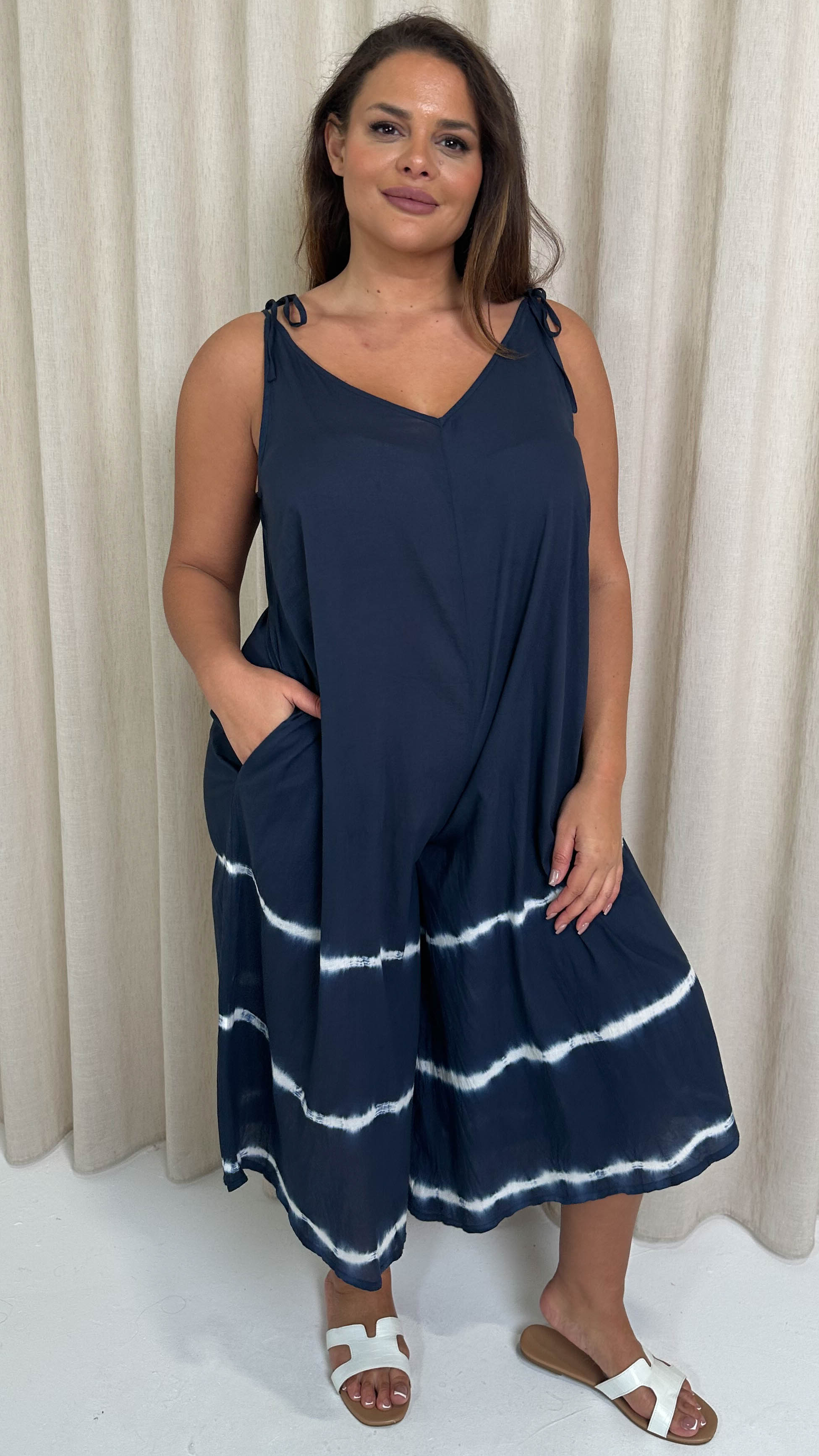 CurveWow Tye Dye Jumpsuit Navy