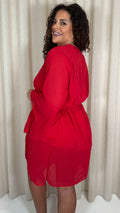 CurveWow Plain Mini Beach Kaftan Red