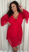 CurveWow Plain Mini Beach Kaftan Red