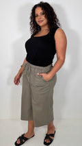 CurveWow Chambray Culottes Khaki