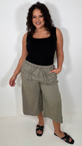 CurveWow Chambray Culottes Khaki