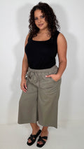 CurveWow Chambray Culottes Khaki