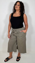 CurveWow Chambray Culottes Khaki