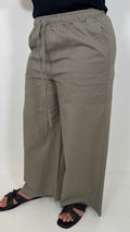 CurveWow Chambray Wide Leg Trousers Khaki