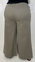 CurveWow Chambray Wide Leg Trousers Khaki