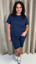 CurveWow Basic T-Shirt & Cycle Short Set Navy