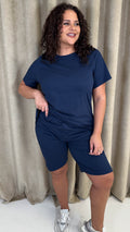 CurveWow Basic T-Shirt & Cycle Short Set Navy