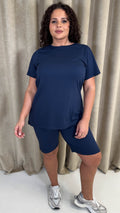 CurveWow Basic T-Shirt & Cycle Short Set Navy
