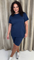 CurveWow Basic T-Shirt & Cycle Short Set Navy