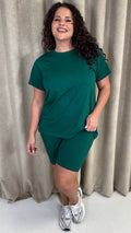 CurveWow Basic T-Shirt & Cycle Short Set Forest Green