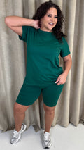 CurveWow Basic T-Shirt & Cycle Short Set Forest Green