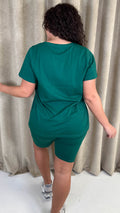CurveWow Basic T-Shirt & Cycle Short Set Forest Green