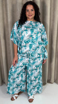 CurveWow Cape Top Green & White Palm Leaves