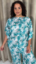 CurveWow Cape Top Green & White Palm Leaves