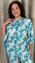 CurveWow Cape Top Green & White Palm Leaves
