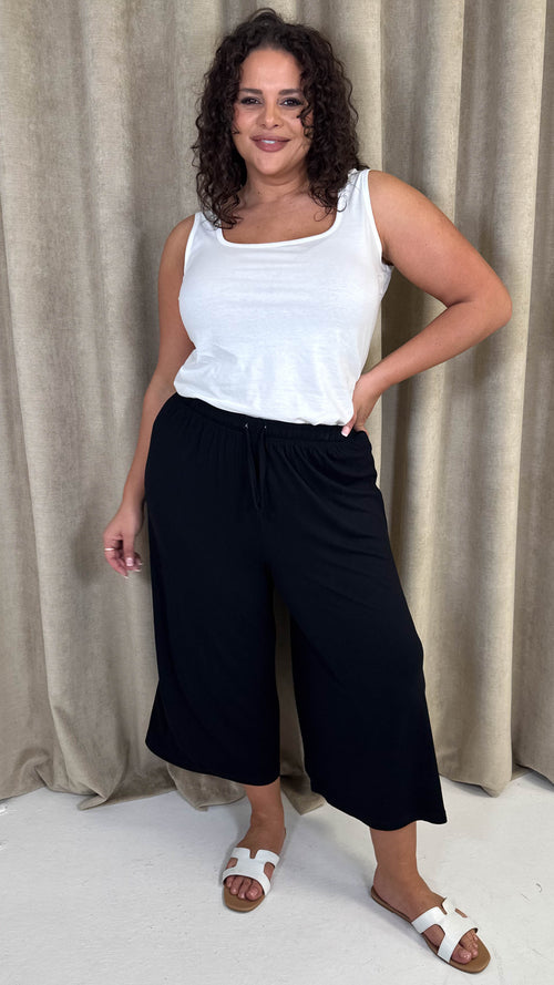 CurveWow Basic Culotte Trousers Black