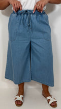 CurveWow Chambray Culottes Light Wash