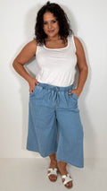 CurveWow Chambray Culottes Light Wash