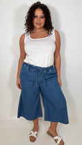 CurveWow Chambray Culottes Mid Wash