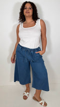 CurveWow Chambray Culottes Mid Wash