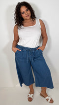 CurveWow Chambray Culottes Mid Wash