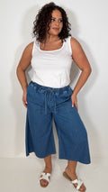 CurveWow Chambray Culottes Mid Wash