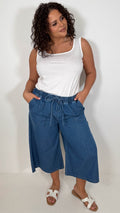 CurveWow Chambray Culottes Mid Wash