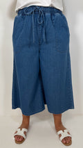 CurveWow Chambray Culottes Mid Wash