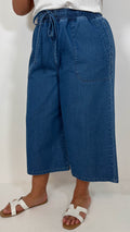 CurveWow Chambray Culottes Mid Wash