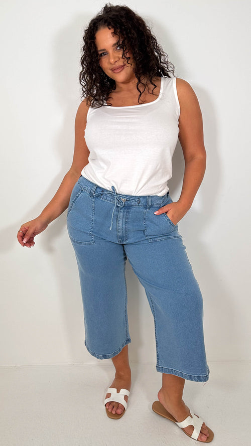CurveWow Denim Culotte Light Wash