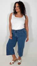 CurveWow Denim Culotte Mid Wash