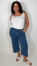 CurveWow Denim Culotte Mid Wash
