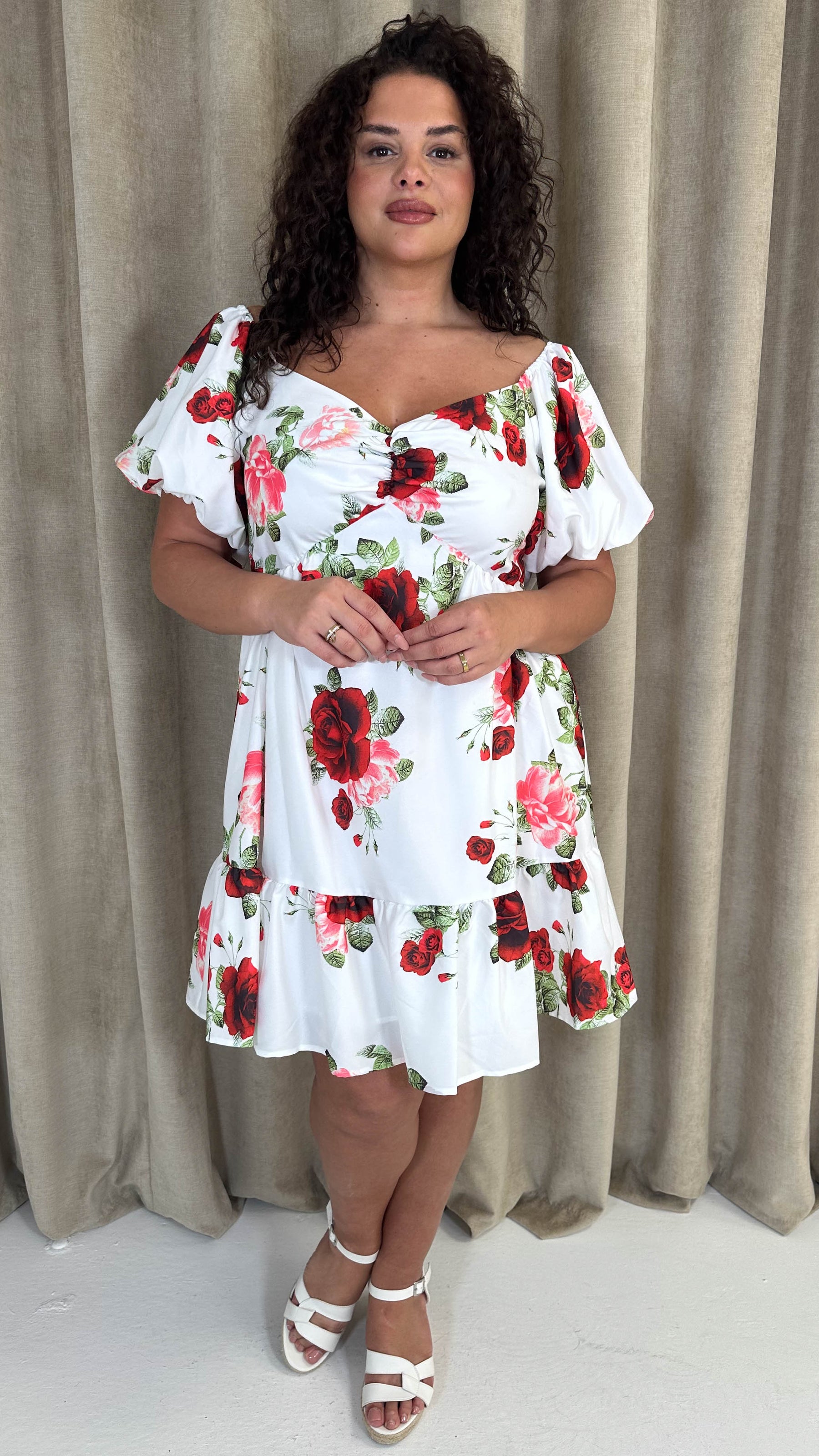 CurveWow Milkmaid Mini Dress Red & Pink – Curvewow CurveWow Milkmaid Mini Dress Red & Pink – Curvewow