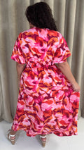 CurveWow Angel Sleeve Button Front Dress Abstract Floral
