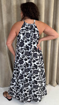 CurveWow Racer Swing Maxi Dress Mono Floral