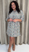 CurveWow Printed Smock Dress Multi Floral