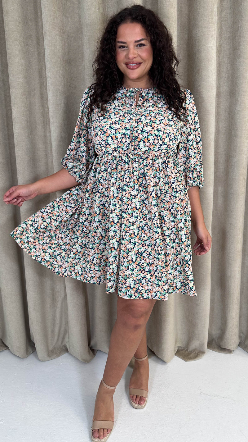 CurveWow Printed Smock Dress Multi Floral