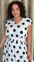 CurveWow Polka Dot Angel Sleeve Maxi Dress White