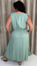 CurveWow Button Front Sundress Sage Green