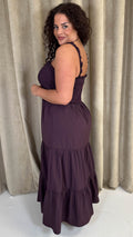 CurveWow Shirred Top Cami Maxi Dress Purple