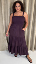 CurveWow Shirred Top Cami Maxi Dress Purple
