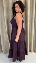 CurveWow Shirred Top Cami Maxi Dress Purple